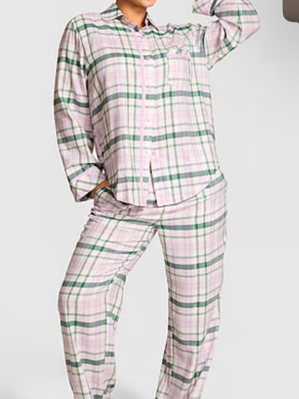 Victoria's Secret Pink and Green Plaid Pajama Set